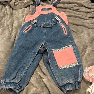 Vintage Bugle Boy bib overalls Shortalls in Baby Pink 80s 90s